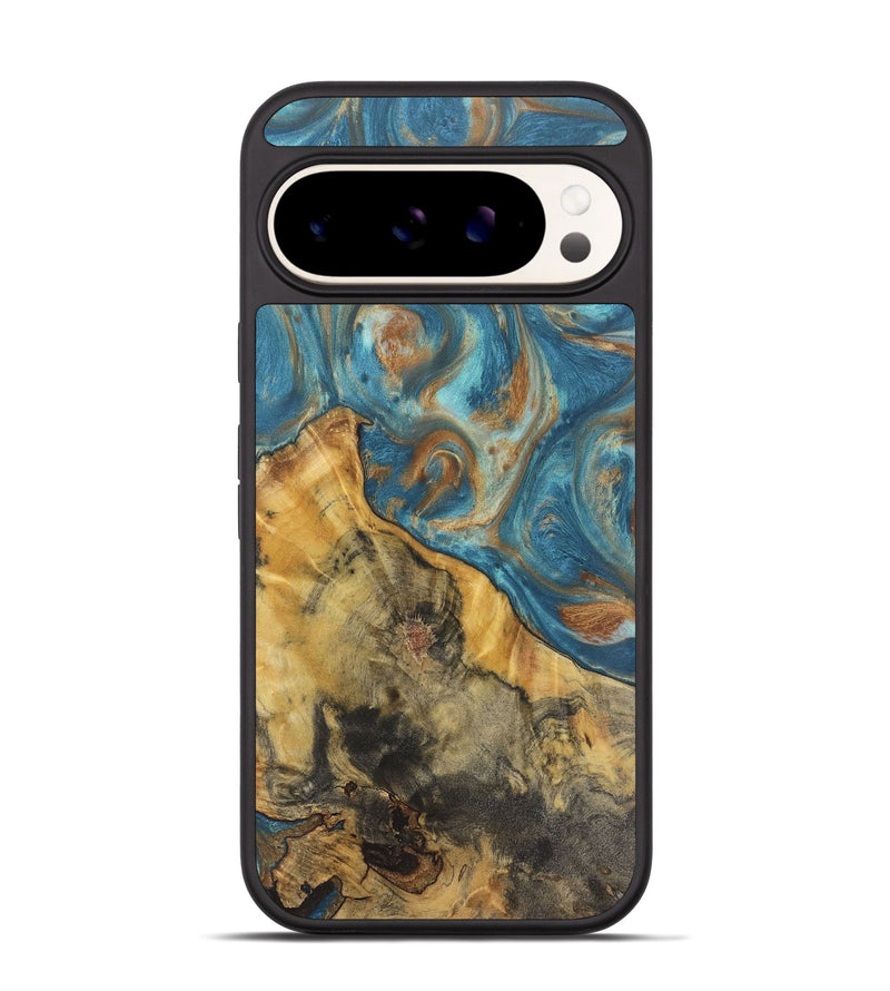 Pixel 9 Wood Phone Case - Candace (Teal & Gold, 724783)