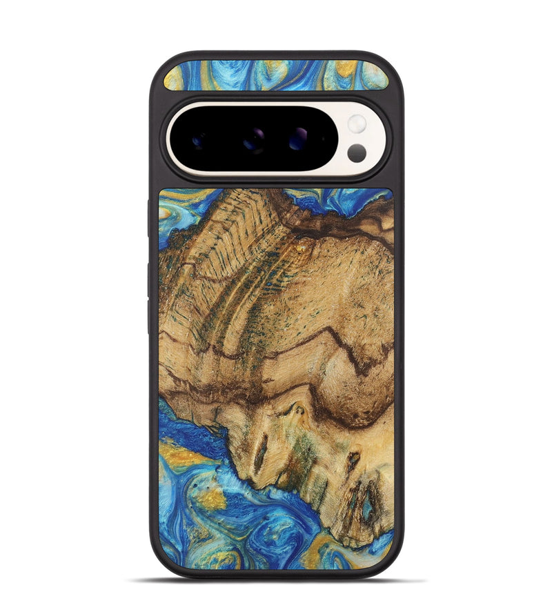 Pixel 9 Wood Phone Case - Kendall (Teal & Gold, 724784)