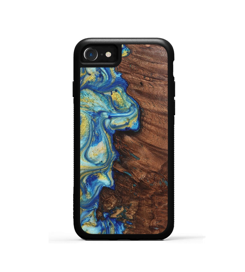 iPhone SE Wood Phone Case - Cedric (Teal & Gold, 724786)