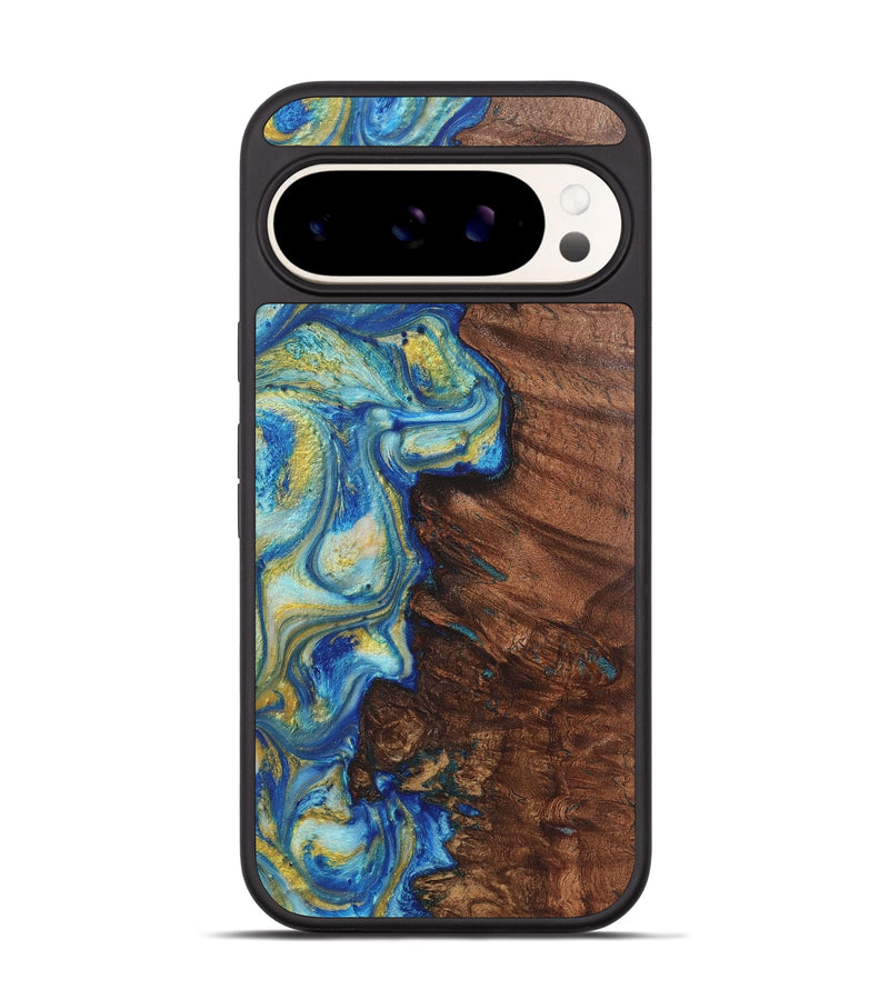 Pixel 9 Wood Phone Case - Cedric (Teal & Gold, 724786)