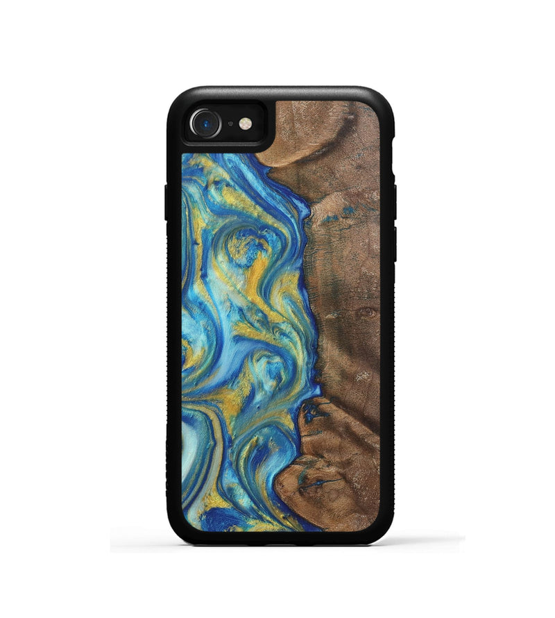 iPhone SE Wood Phone Case - Kay (Teal & Gold, 724788)