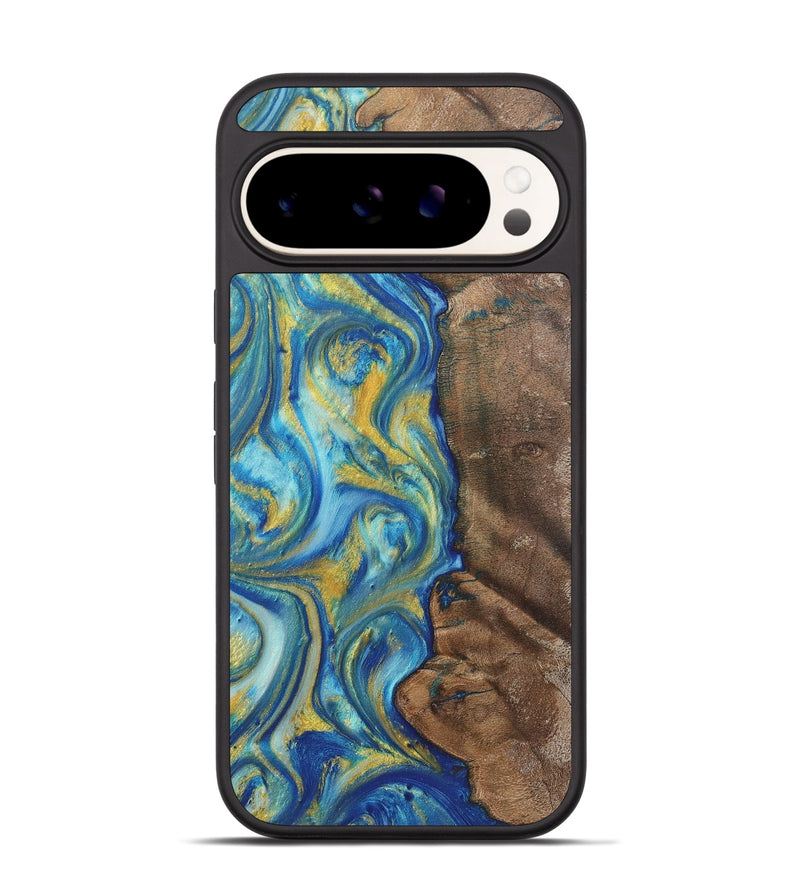 Pixel 9 Wood Phone Case - Kay (Teal & Gold, 724788)