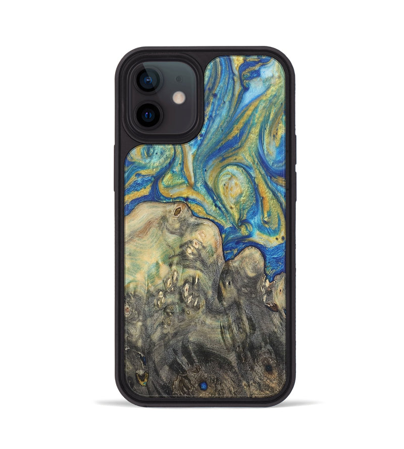 iPhone 12 Wood Phone Case - Cody (Teal & Gold, 724790)