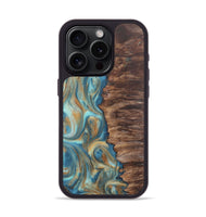 iPhone 15 Pro Wood Phone Case - Christy (Teal & Gold, 724792)