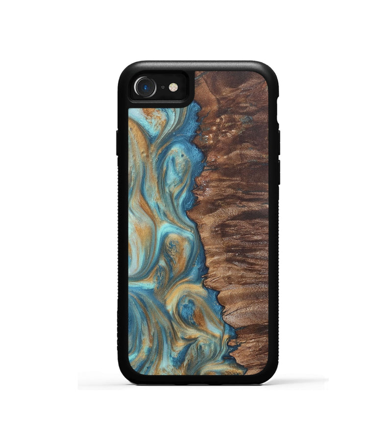 iPhone SE Wood Phone Case - Christy (Teal & Gold, 724792)