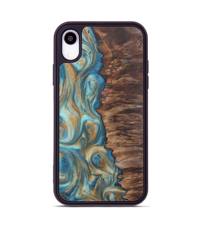 iPhone Xr Wood Phone Case - Christy (Teal & Gold, 724792)