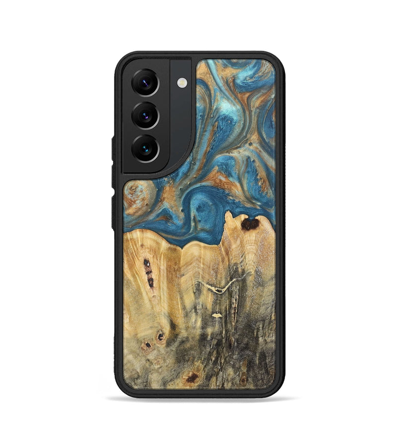 Galaxy S22 Wood Phone Case - Jermaine (Teal & Gold, 724793)