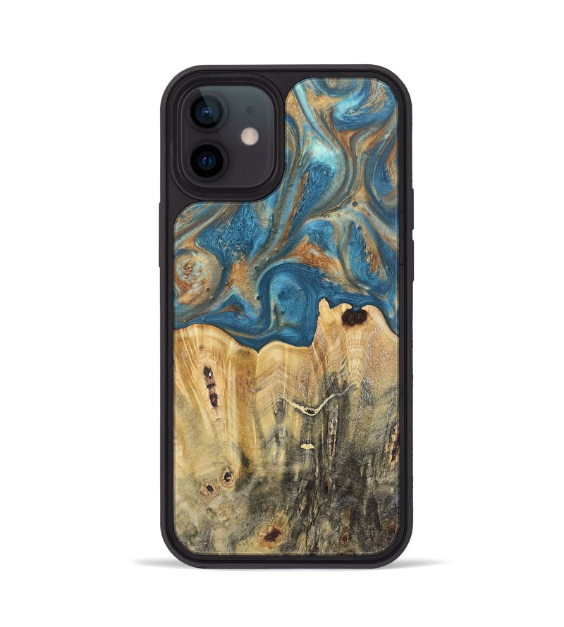 iPhone 12 Wood Phone Case - Jermaine (Teal & Gold, 724793)