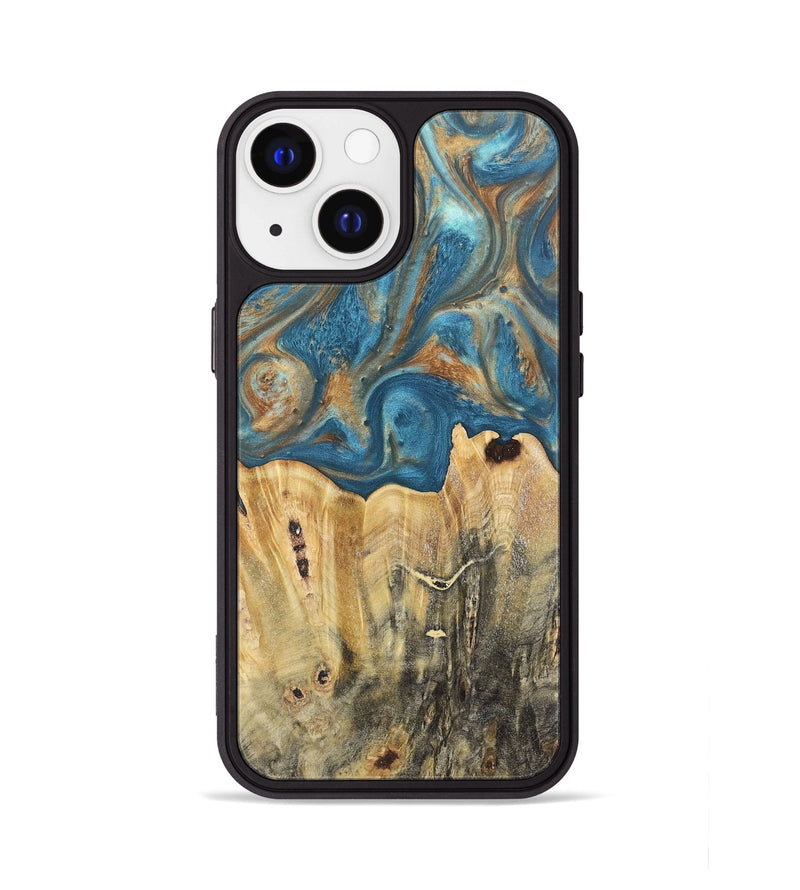 iPhone 13 Wood Phone Case - Jermaine (Teal & Gold, 724793)