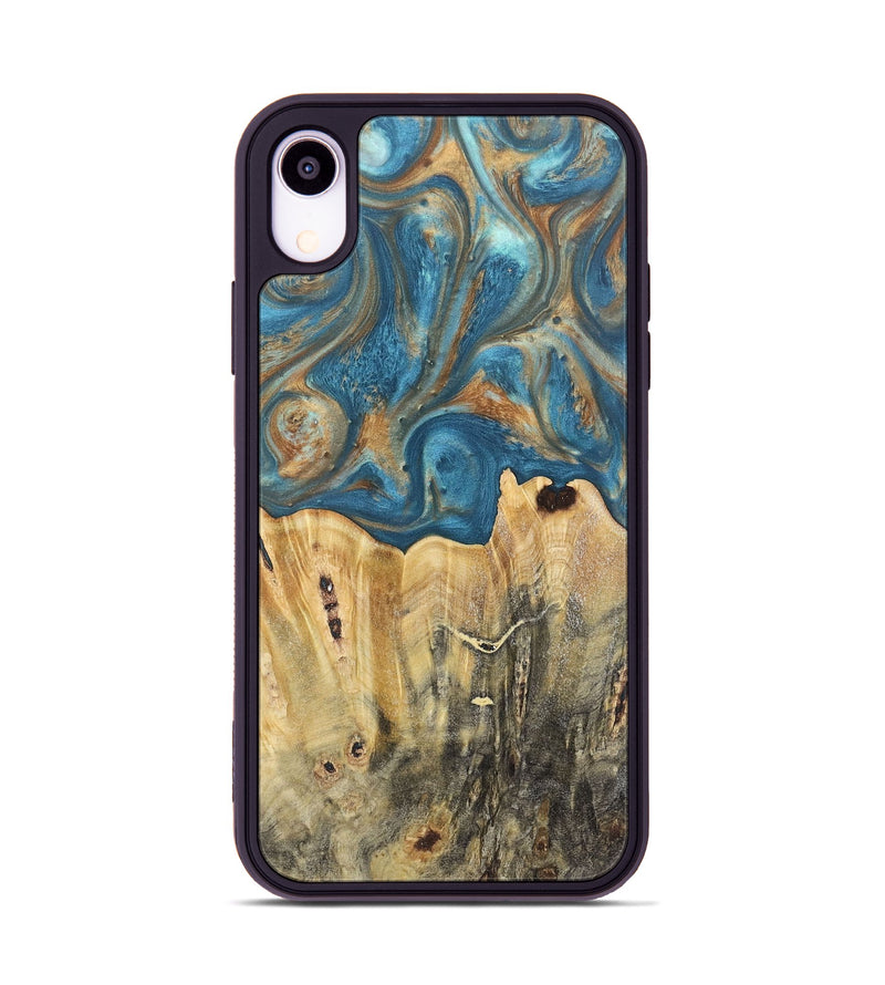 iPhone Xr Wood Phone Case - Jermaine (Teal & Gold, 724793)