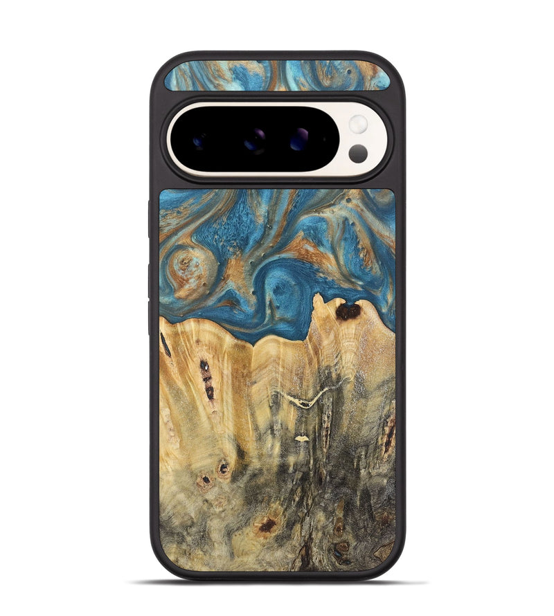 Pixel 9 Wood Phone Case - Jermaine (Teal & Gold, 724793)