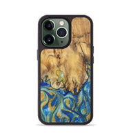 iPhone 13 Pro Wood Phone Case - Ollie (Teal & Gold, 724794)