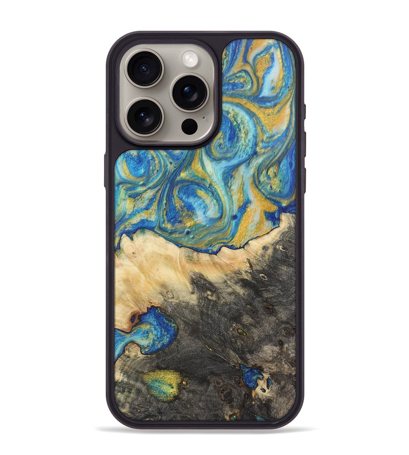 iPhone 15 Pro Max Wood Phone Case - Chase (Teal & Gold, 724795)