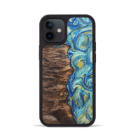 iPhone 12 Wood Phone Case - Kendra (Teal & Gold, 724796)