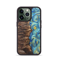 iPhone 13 Pro Wood Phone Case - Kendra (Teal & Gold, 724796)