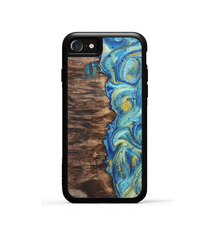 iPhone SE Wood Phone Case - Kendra (Teal & Gold, 724796)