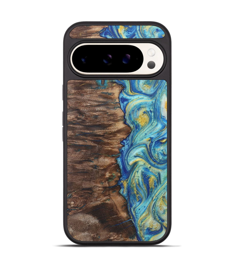 Pixel 9 Wood Phone Case - Kendra (Teal & Gold, 724796)