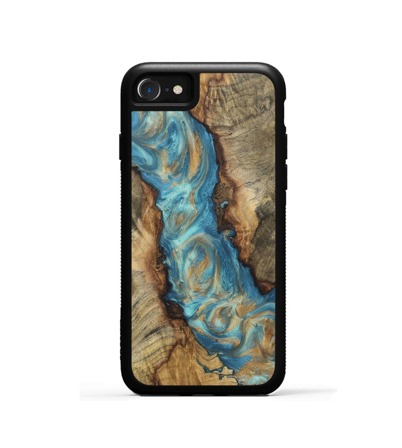 iPhone SE Wood Phone Case - Stefanie (Teal & Gold, 724797)