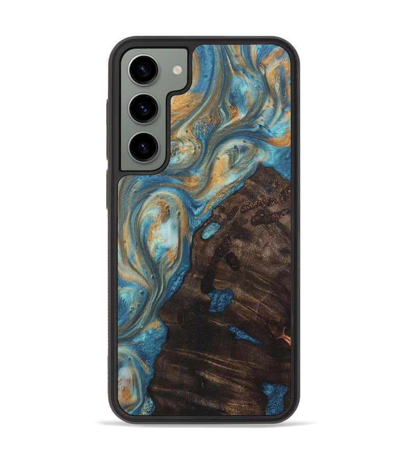 Galaxy S23 Plus Wood Phone Case - Issac (Teal & Gold, 724798)