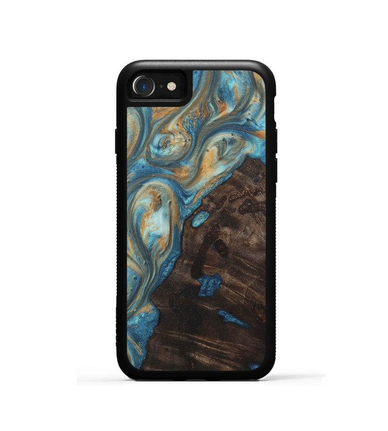 iPhone SE Wood Phone Case - Issac (Teal & Gold, 724798)