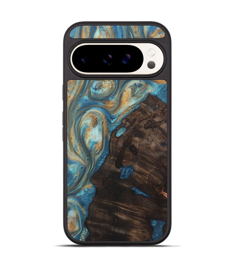 Pixel 9 Wood Phone Case - Issac (Teal & Gold, 724798)