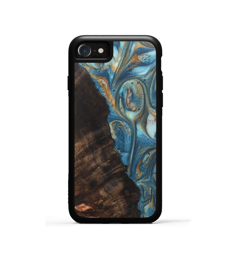 iPhone SE Wood Phone Case - Paxton (Teal & Gold, 724800)