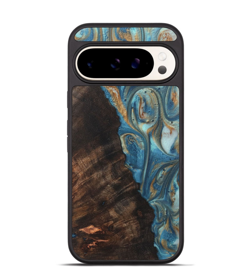 Pixel 9 Wood Phone Case - Paxton (Teal & Gold, 724800)