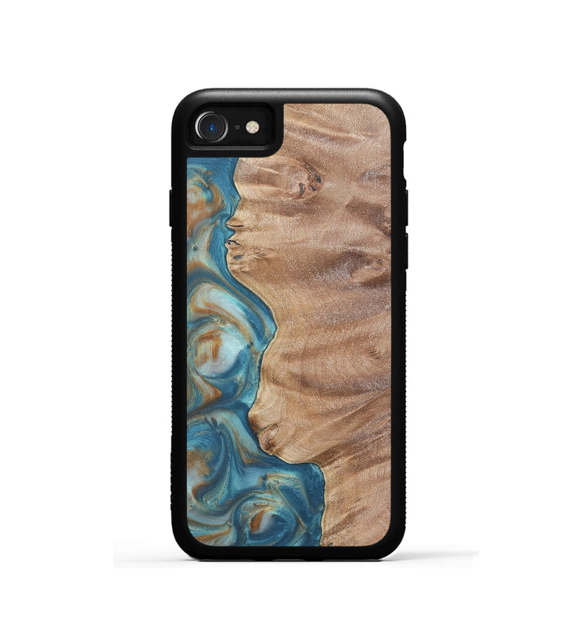 iPhone SE Wood Phone Case - Sage (Teal & Gold, 724801)