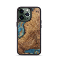 iPhone 13 Pro Wood Phone Case - Milton (Teal & Gold, 724803)