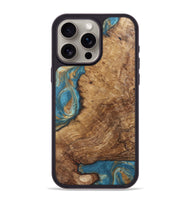 iPhone 15 Pro Max Wood Phone Case - Milton (Teal & Gold, 724803)