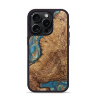 iPhone 15 Pro Wood Phone Case - Milton (Teal & Gold, 724803)