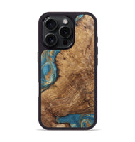 iPhone 16 Pro Wood Phone Case - Milton (Teal & Gold, 724803)