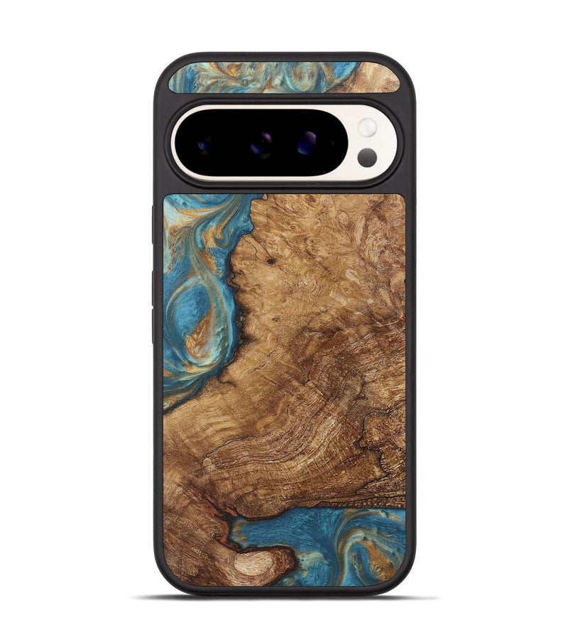 Pixel 9 Wood Phone Case - Milton (Teal & Gold, 724803)