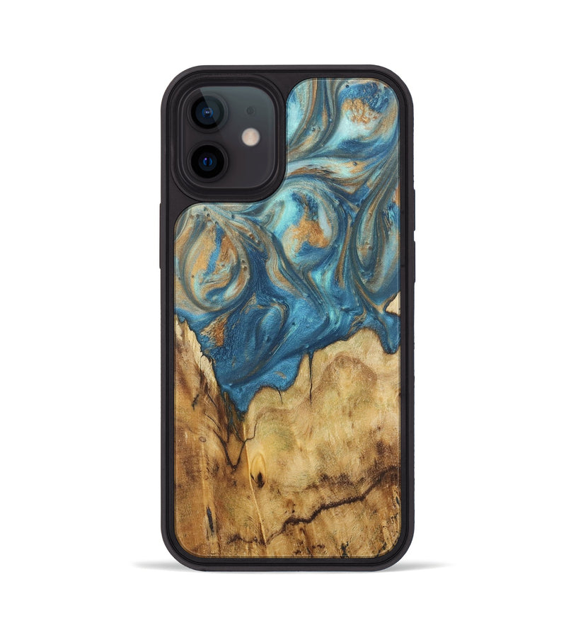 iPhone 12 Wood Phone Case - Patti (Teal & Gold, 724804)