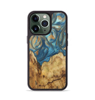 iPhone 13 Pro Wood Phone Case - Patti (Teal & Gold, 724804)