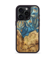 iPhone 15 Pro Wood Phone Case - Patti (Teal & Gold, 724804)