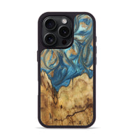 iPhone 16 Pro Wood Phone Case - Patti (Teal & Gold, 724804)