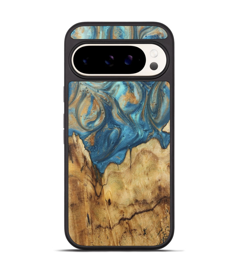 Pixel 9 Wood Phone Case - Patti (Teal & Gold, 724804)