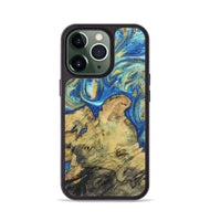 iPhone 13 Pro Wood Phone Case - Kameron (Teal & Gold, 724805)