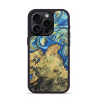 iPhone 15 Pro Wood Phone Case - Kameron (Teal & Gold, 724805)