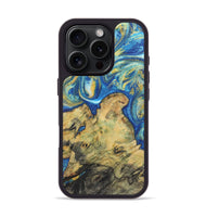 iPhone 16 Pro Wood Phone Case - Kameron (Teal & Gold, 724805)