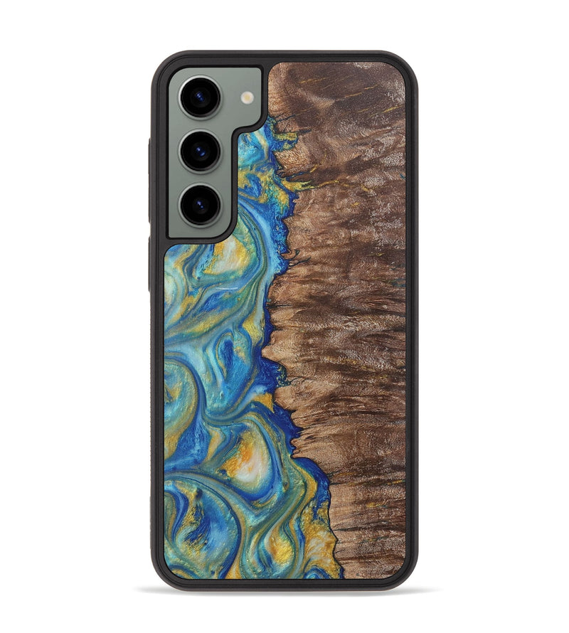 Galaxy S23 Plus Wood Phone Case - Nico (Teal & Gold, 724806)