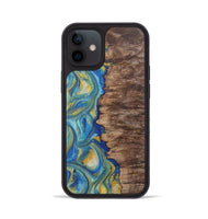 iPhone 12 Wood Phone Case - Nico (Teal & Gold, 724806)