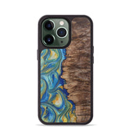 iPhone 13 Pro Wood Phone Case - Nico (Teal & Gold, 724806)