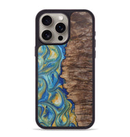 iPhone 15 Pro Max Wood Phone Case - Nico (Teal & Gold, 724806)