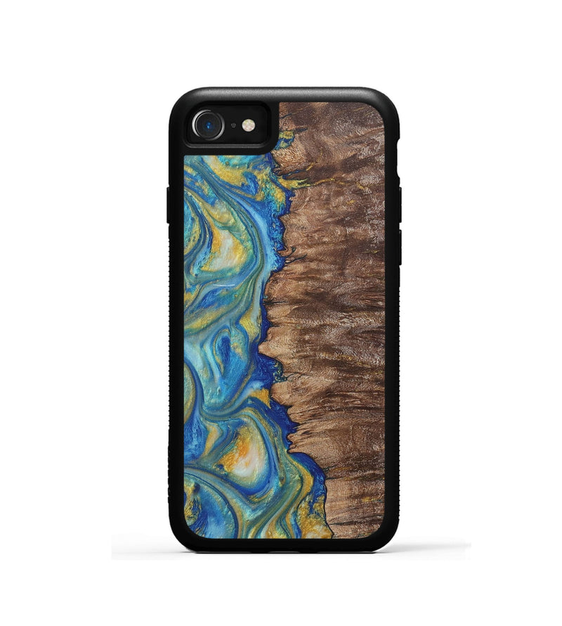 iPhone SE Wood Phone Case - Nico (Teal & Gold, 724806)