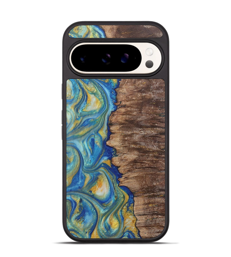 Pixel 9 Wood Phone Case - Nico (Teal & Gold, 724806)