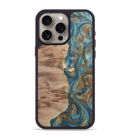 iPhone 15 Pro Max Wood Phone Case - Eddie (Teal & Gold, 724808)