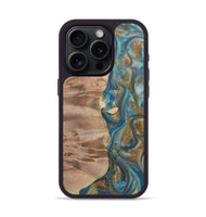 iPhone 15 Pro Wood Phone Case - Eddie (Teal & Gold, 724808)