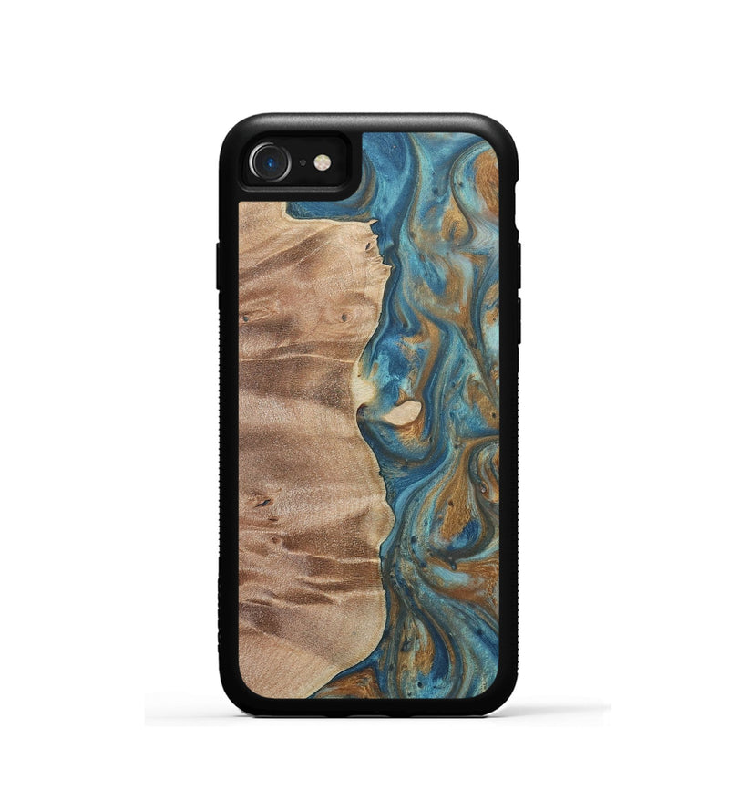 iPhone SE Wood Phone Case - Eddie (Teal & Gold, 724808)